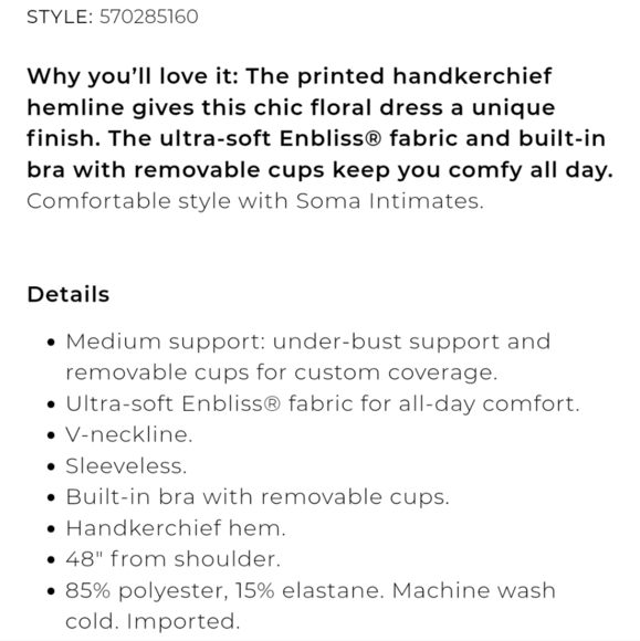 Soma Bliss Handkerchief Built In Bra Midi Dress in Palace Purple Floral Size XS - Picture 5 of 12